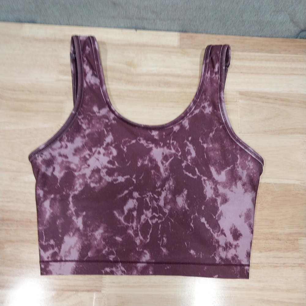 Nova Sport Womens Sports Bra Marble Tie Dye Scoop Neck Small Purple